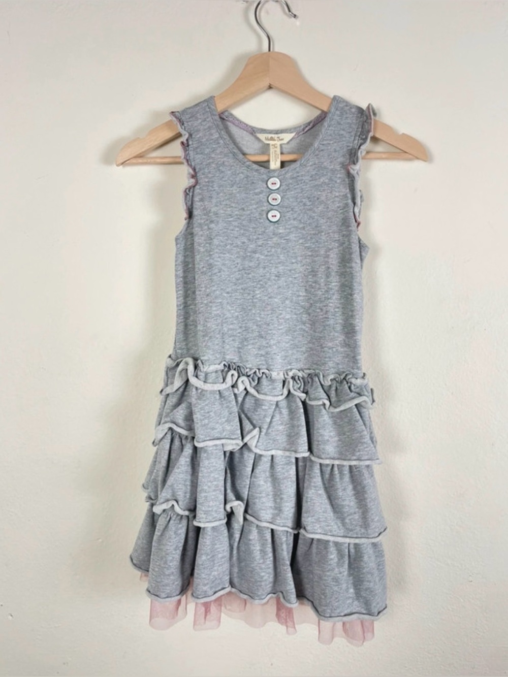 Matilda Jane Girl’s Grey Tiered Ruffle TuTu Trim Twirl Dress Size 8
